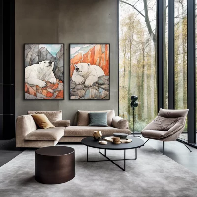 Набор из двух постеров на холсте Polar bears 75X105 / 75X105 CM 4
