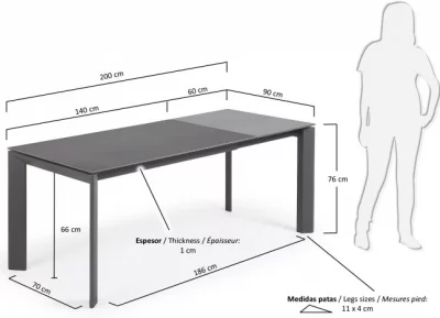 Раскладной стол Atta 140-200X90X76 CM серый 6