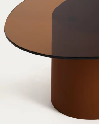 Журнальный столик Olir из закалённого стекла и коричневой стали 82X74 CM 4