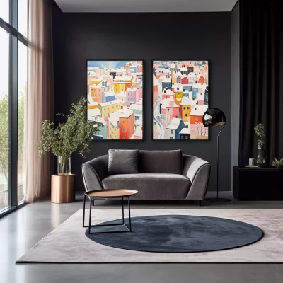 Набор из двух постеров на холсте Above the town 75X105 / 75X105 CM 4