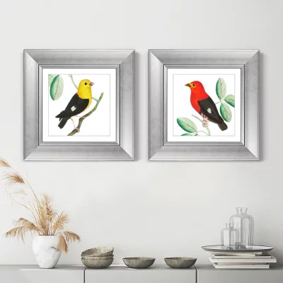 Диптих Red & Black manakins 36X36 / 36X36 CM  5