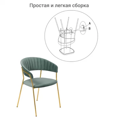 Комплект из 2 стульев Turin, мятный, с золотыми ножками 14