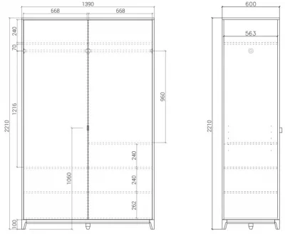 Шкаф Case 139X60X221 CM 6