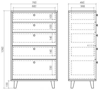 Высокий комод Twin 76X45X126 CM 7