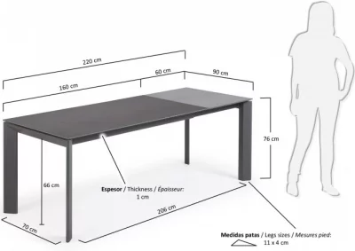 Раскладной стол Atta 160-220X90X76 CM тёмно серый 6