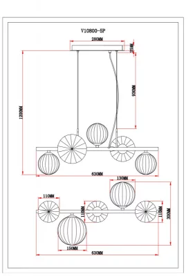 Подвесная люстра Renny 63X30X120 CM 5