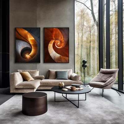 Набор из двух постеров на холсте Wood Curves 75X105 / 75X105 CM 4