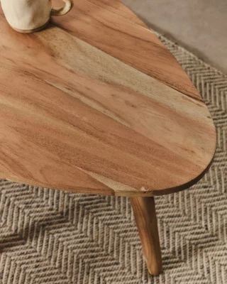 Журнальный стол Duvani из массива акации с отбелённой отделкой 110.5X60X46 CM 3