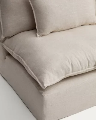 Бежевое кресло Anarela из льна и вискозы со съемным чехлом 110X107X64 CM 5