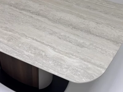 Раскладной обеденный стол DAGFINN IVORY TRAVERTINE SOLID CERAMIC 160X100X76 CM 3