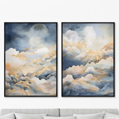 Набор из двух постеров на холсте Clouds over the mountains 75X105 / 75X105 CM 8