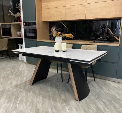 Раскладной стол РАНДЕВУ 160 Белый мрамор матовый 160X90X76 CM 5