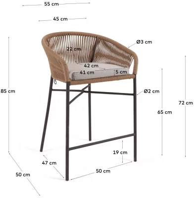 Полубарный стул Yanet 55X50X85 CM бежевого цвета 5