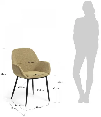 Стул с подлокотниками Konna 59X52X83 CM горчичный 5