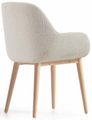 Стул с подлокотниками Konna 59X52X83 CM из белой ткани букле 3