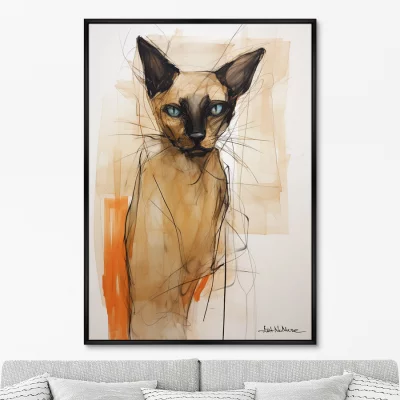 Постер на холсте Siamese cat in color 75X105 CM 6