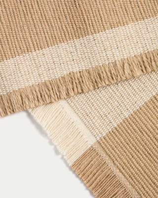 Бежевый полосатый хлопково-джутовый дорожка для стола Daltan 50X150 CM 3