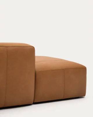 Коричневый кожаный 4-местный диван с левой оттоманкой Blok 330X174X69 CM 5