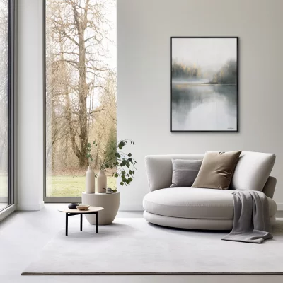Репродукция картины на холсте Foggy Morning on the Lake 75X105 CM 3