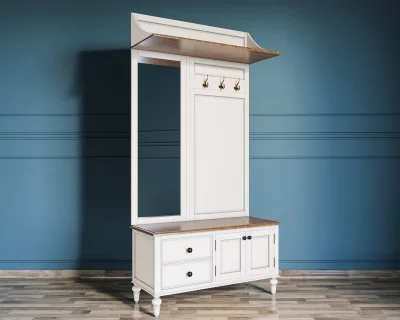 Белая прихожая Одри с полкой в стиле прованс 100X40X200 CM 4