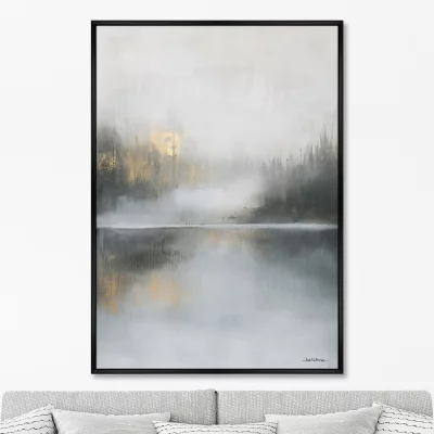 Репродукция картины на холсте Foggy Morning on the Lake 75X105 CM 6