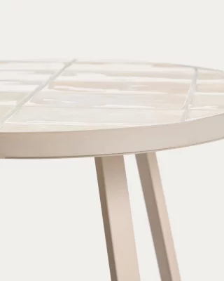 Круглый приставной стол Tella из оцинкованной стали с бежевой плиткой 45X45X47 CM 5