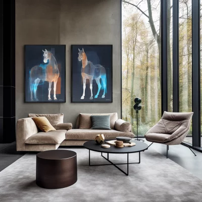 Набор из двух постеров на холсте Horses in a color glow 75X105 / 75X105 CM 4
