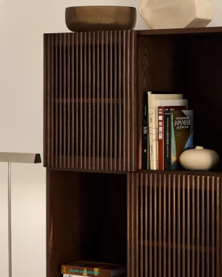 Стеллаж Beyla из шпона ясеня и массива ясеня с отделкой под орех 84.5X42.5X170 CM 3