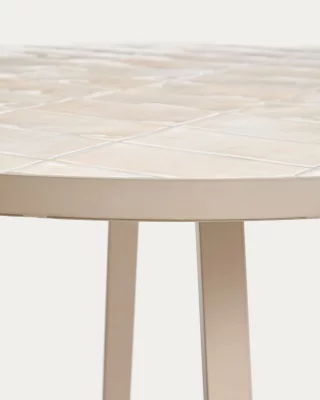 Круглый стол Tella из оцинкованной стали с бежевой плиткой 90X90X75 CM 5