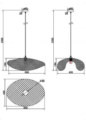 Подвесной светильник Волна 60X43X180 CM 12