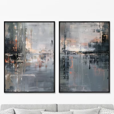 Композиция из двух репродукций картин на холсте Hail on the Water 75X105 / 75X105 CM 8