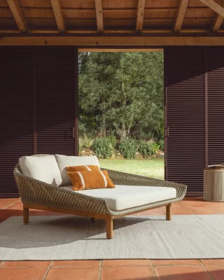 Двойной шезлонг Olbia из синтетического ротанга и массива тика FSC 100% 165X156X76 CM 3