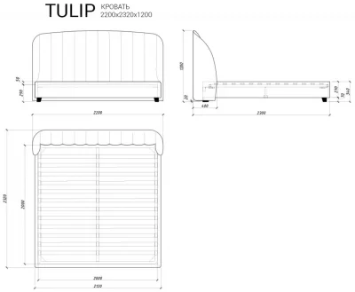Кровать Tulip 232X220X120 CM 4
