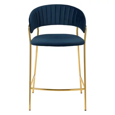 Комплект из 2 полубарных стульев Turin, синих, с золотыми ножками 52X52X92X65 CM 3