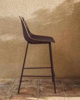 Коричневый уличный барный стул Quinby 49X49X97 CM 4