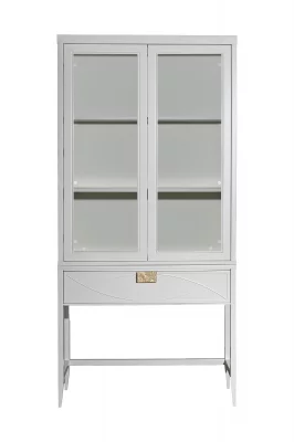 Шкаф-витрина бежевый с двумя стеклянными фасадами 40X128X100 CM 3
