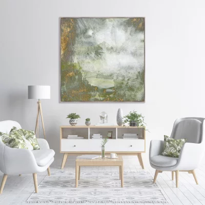Репродукция на холсте Lake deep in the jungle 105X105 CM 3