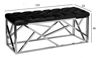 Банкетка велюровая черная с золотым основанием 42X110X46 CM 5