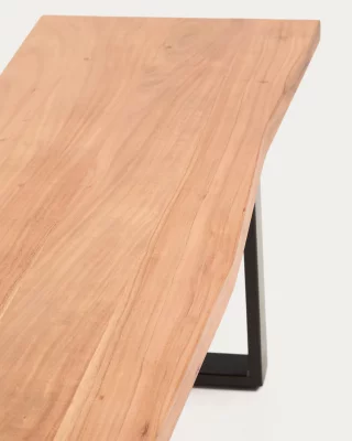 Скамья из массива акации с чёрными стальными ножками Uxue 180X45 CM 4
