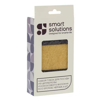 Набор губок для посуды из целлюлозы и кокосового волокна eco sponge, черные, 6 шт. 4