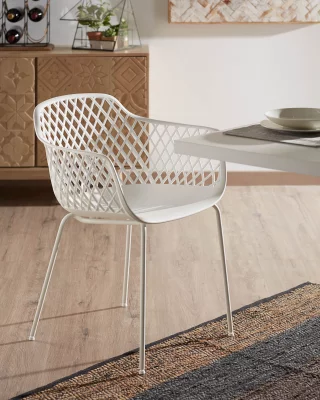 Стул на стальном каркасе Quinn 60X55X80 CM белого цвета 6