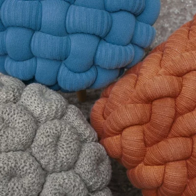 Мягкий табурет Knitted 35X35X52 CM голубой 3