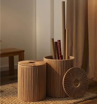 Корзина плетеная Dholak Beige Ethnic 40X40X50 CM 4
