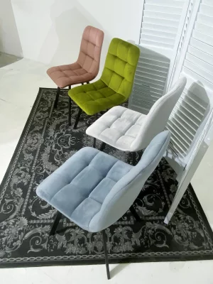 Стул CHILLI SQUARE BLUVEL-03 светло-серый, велюр / черный каркас 3