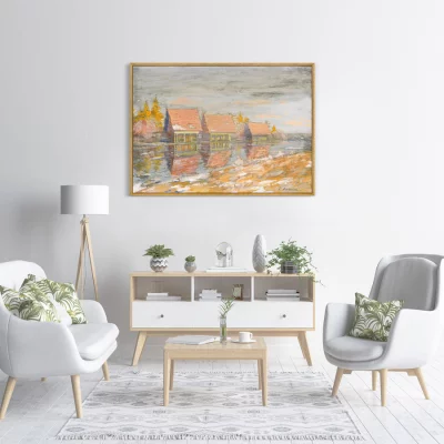 Постер на холсте Dachas On The River Bank 105X75 CM 3