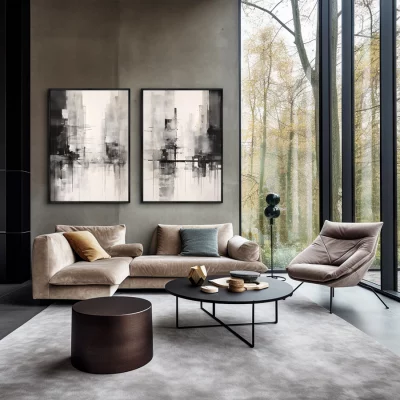 Набор из двух постеров на холсте Rain in the city 75X105 / 75X105 CM 4