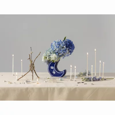 Ваза для цветов moon, 18 см, синяя 7