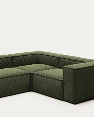 Угловой диван Blok, зеленый, из плотного вельвета, 3-местный 290X230 CM 4
