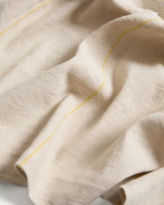 Бежевая скатерть из хлопка и льна с жёлтыми полосками Ulaen 170X250 CM 4