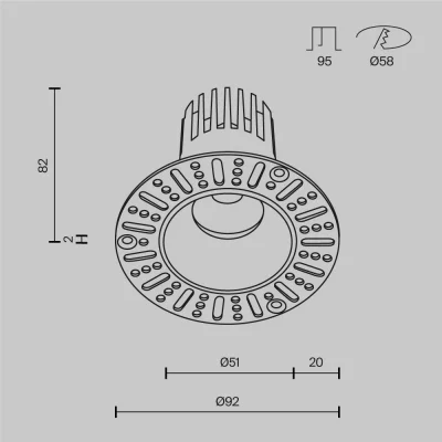 Встраиваемый точечный светильник Downlight Омут 9.2X9.2X8.2 CM 10